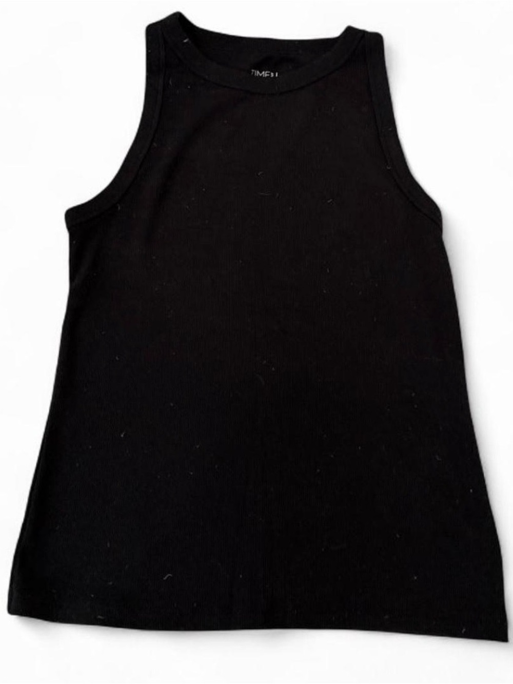 Time and Tru Black Ribbed Tank Top